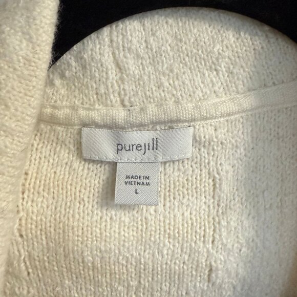 J.Jill Fringe Cream White Cardigan with Shawl Collar – Size L, NWT - Picture 4 of 6